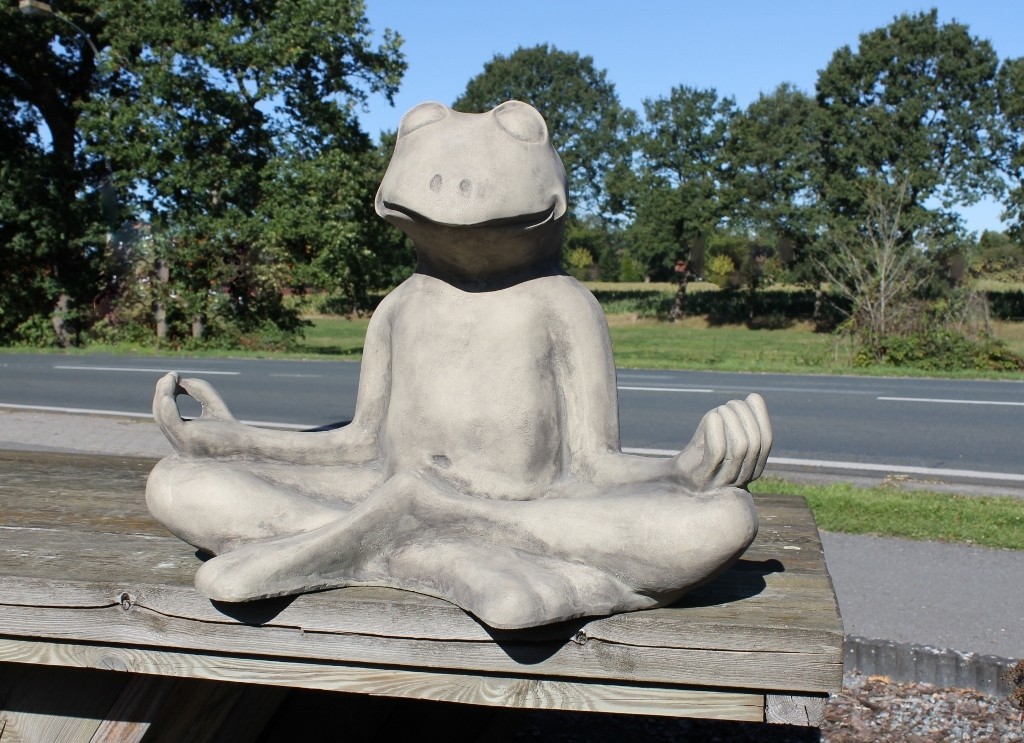 Skulptur Yoga Frosch Steinguss bei Vollwaren online kaufen