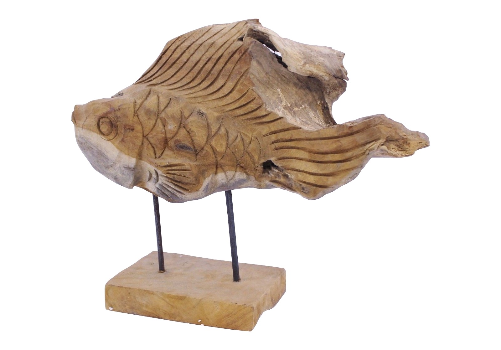 Teak Skulptur Fisch Unikat No8